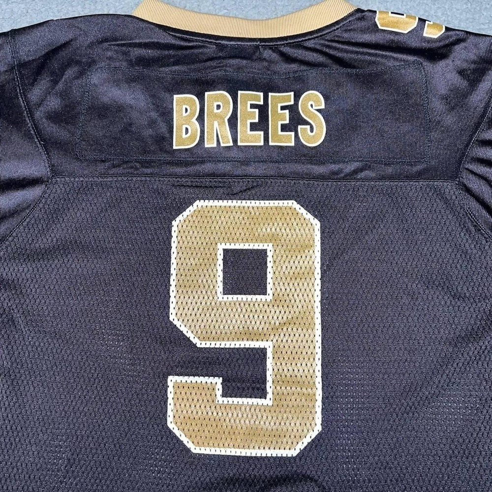 Reebok New Orleans Saints Drew Brees OnField Jersey Youth Sz L Black #9 2-Sided - Picture 5 of 10